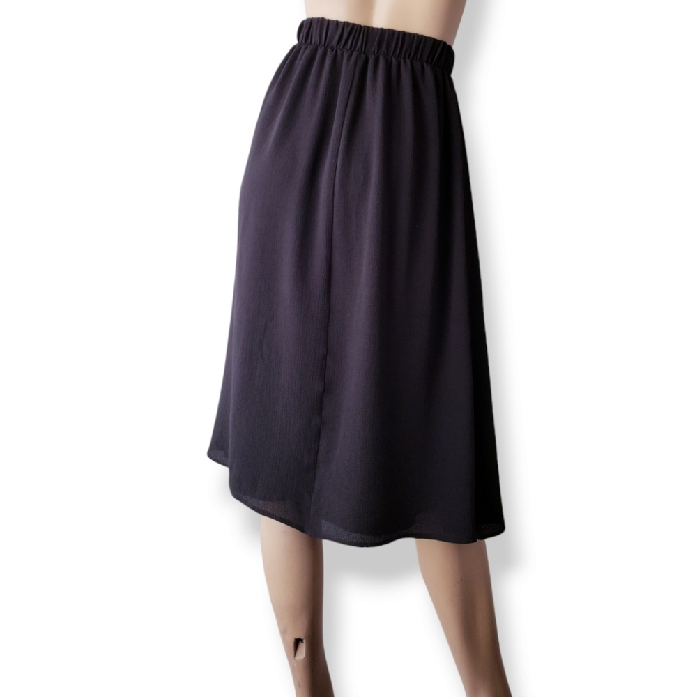 A'gaci Black Textured A-Line Midi Skirt - Picture 7 of 8